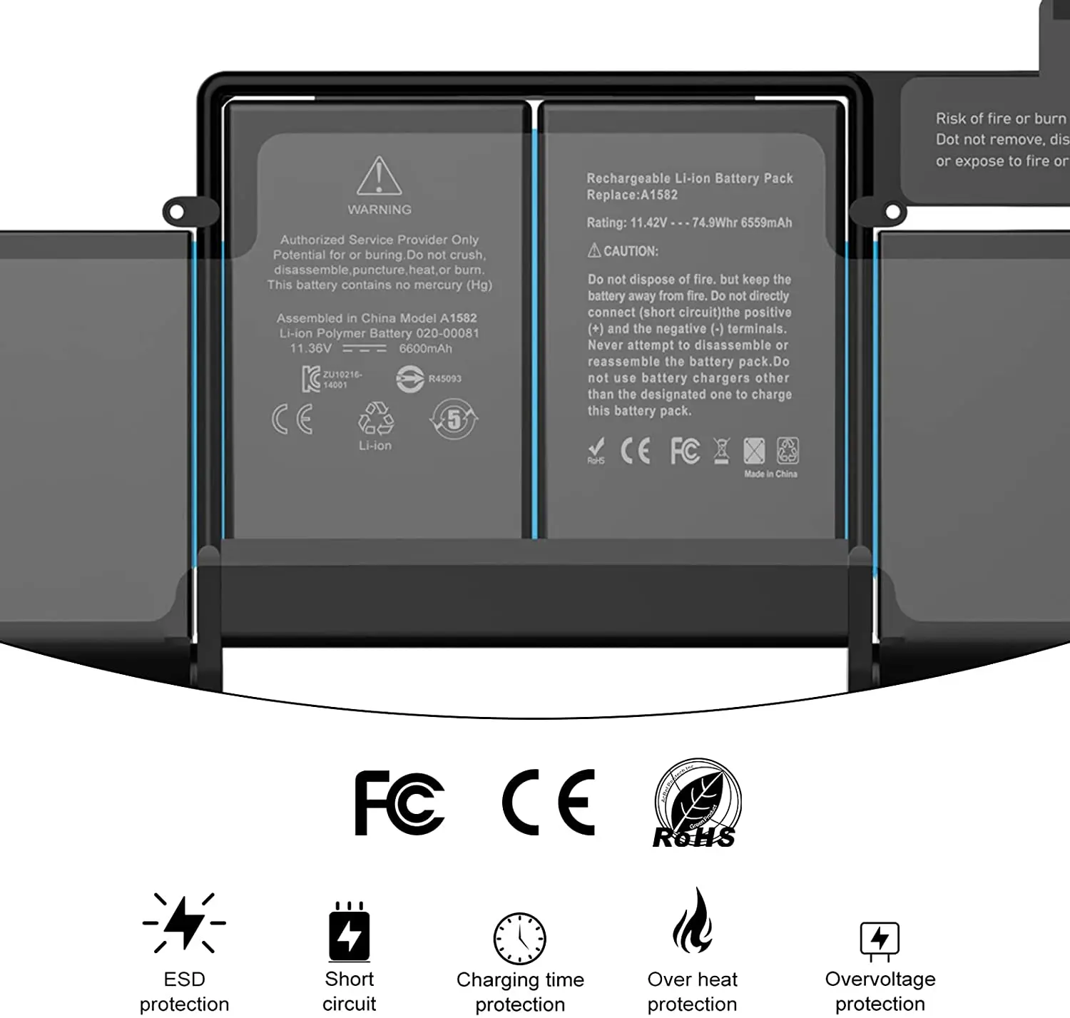 Bateria A1582 A1502 de 11.42v 74.9wh Bateria de Substituição A1502 para Macbook Pro Retina de 13 Polegadas Início de 2022 Meados de 2022 Final de 2013 - Imagem 3