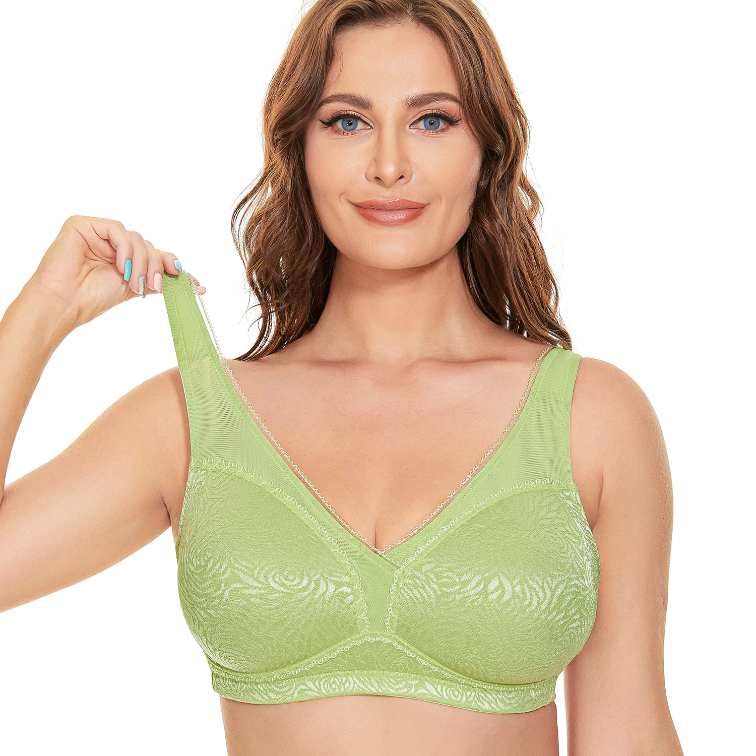 Wingslove Plus Size Lace Minimizer Bra Full Coverage Non