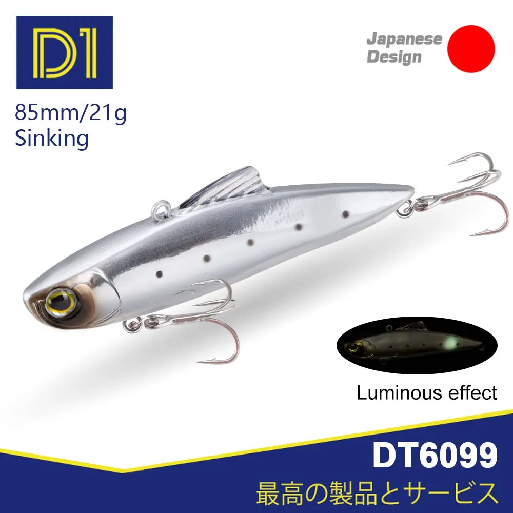 D1 Vib Fishing Bass Vibration Lures 85mm 21g Wobbler für Hecht mit Laser-Leuchteffekt 2021 Winter-Angelartikel