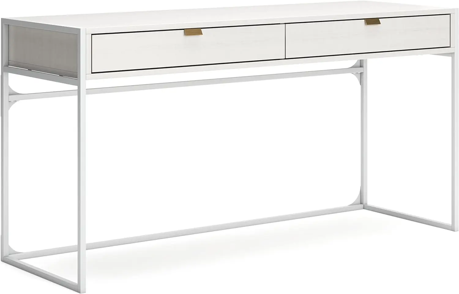 

Modern Home Office Desk with 2 Drawers, White Fashion Elaborate Succinct Office Dormitory Bedroom Furniture