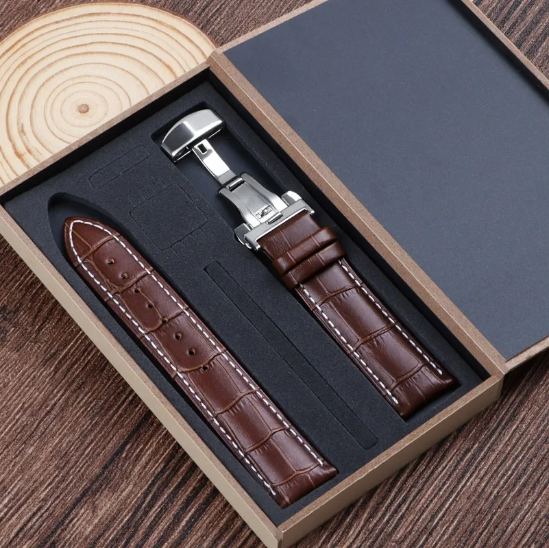 12/13/14/15/16/17/18/19/20/22mm 24mm Kalbsleder-Uhrenarmband mit Alligator-Struktur und Faltschließe für Tissot und Seiko – Detail 10