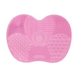 Silicone Apple - Shaped Makeup Brush Cleaning Pad with Suction Cup - Effective Cosmetic Tool Cleaner (1PC - Pink)