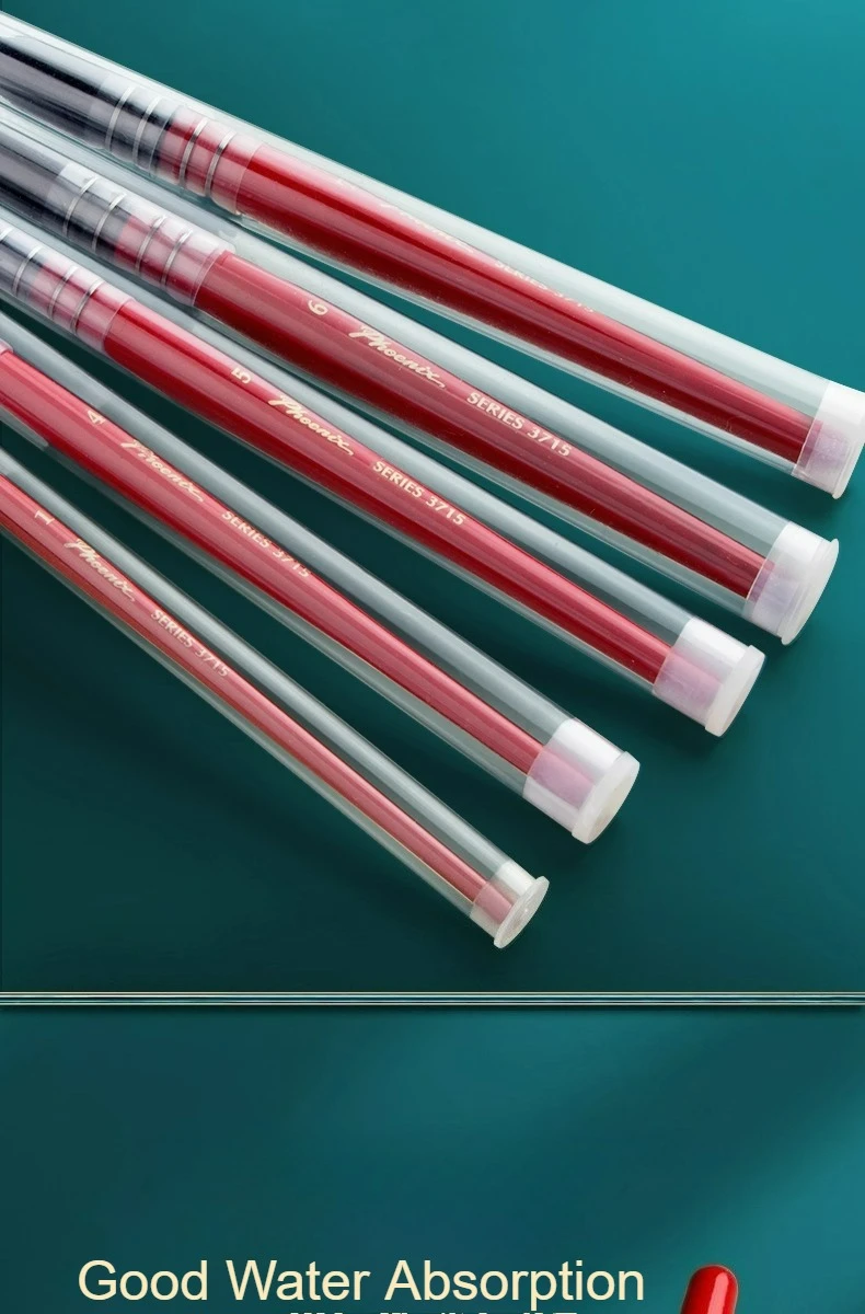 Phoenix Red Chubby Round Tip Aquarell-Malpinsel, gemischter Haarfutterstift mit starker Wasseraufnahme, der das Haar nicht leicht abschuppen lässt – Detail 5