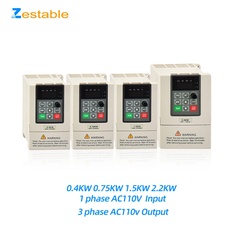 

ZA-D12 110V to 110V Drive Inverter 0.4/0.75/1.5/2.2KW 0.5/1/2/3HP Output Motor Speed Vector Control Inverter