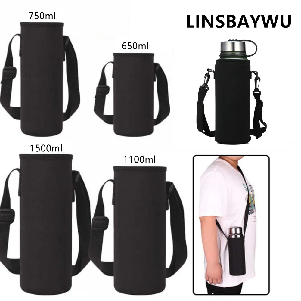 LINSBAYWU 4 Sizes Water Bottle Cover Bag Pouch With Adjustable Straps
