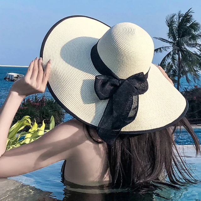 Summer Wide Brim Straw Hats Big Sun Hats For Women UV Protection Panama  Floppy Beach Hats Ladies Bow Hat Chapeau Femme