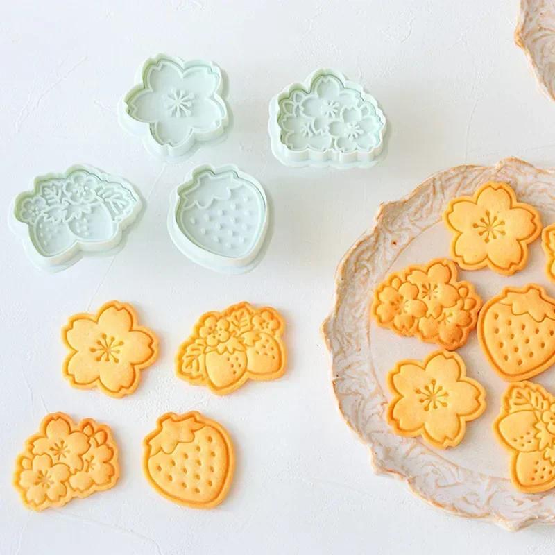 Waffle Pattern Plunger Cutter Round Square Shape Biscuit Cookie Cake Mold Dessert Pastry Cutter Mold Baking Tools 3/4Pcs set cookie cutter baking mold cookie mould