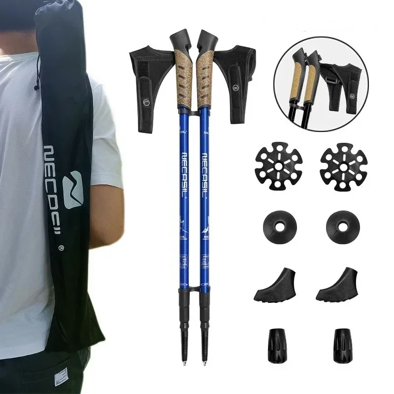 Internal Lock G30 Anti Shock Trekking Poles Nordic Walking Cane Aluminum Telescopic Camping Hiking Poles Crutches 5