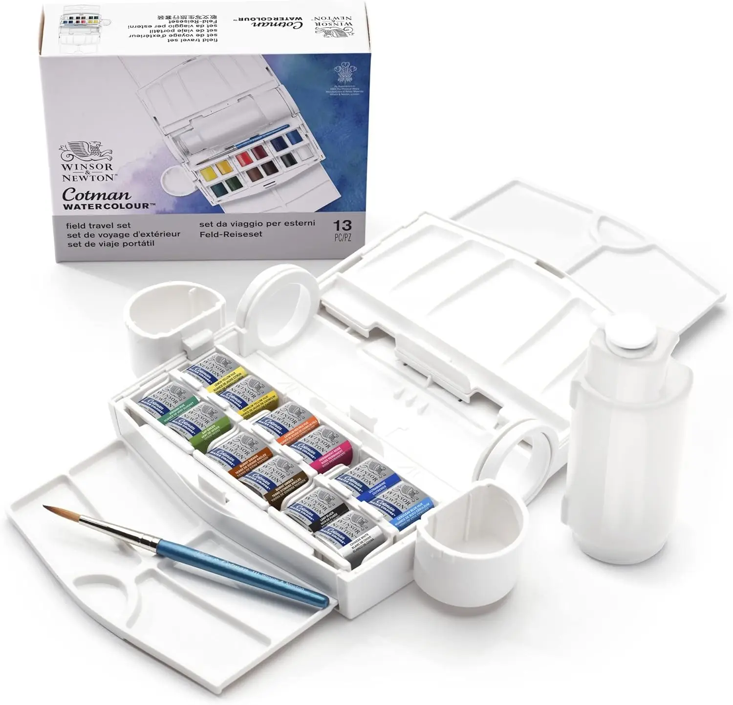 Winso&Newton Cotman Watercolor Paint Set Field Portable Travel Set 12 Color Half Pan Painting Brush Watercolor Palette Bottle 1