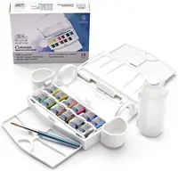 Winso&Newton Cotman Watercolor Paint Set Field Portable Travel Set 12 Color Half Pan Painting Brush Watercolor Palette Bottle 1