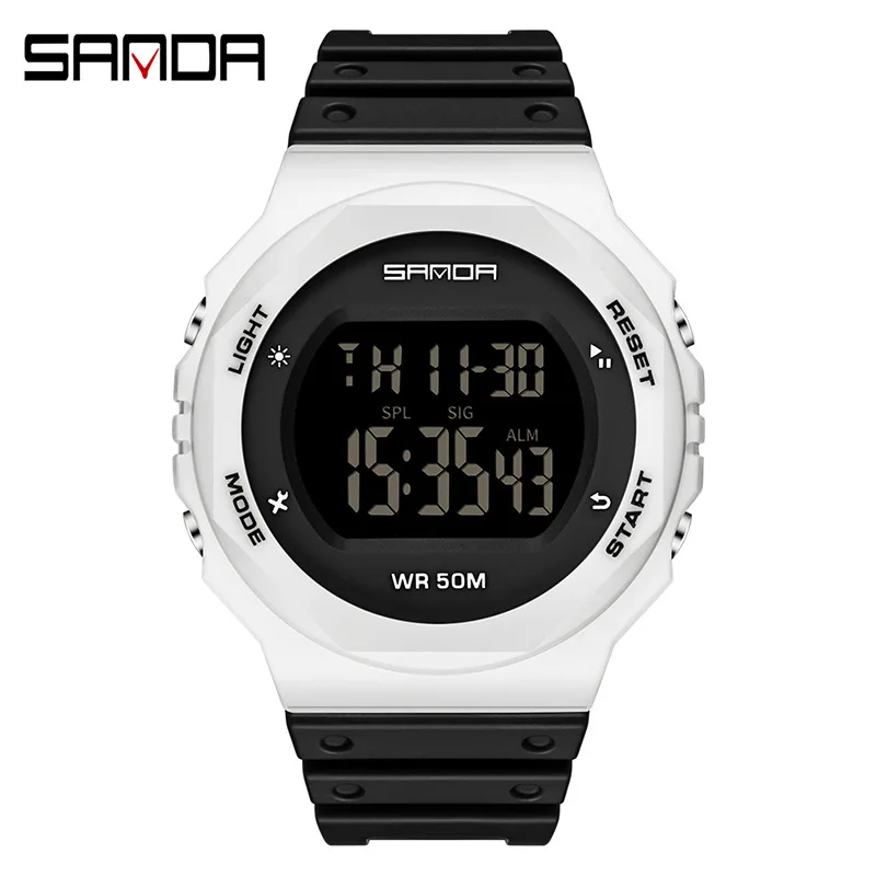 SandaNew 6069 in stock multifunctional single chip electronic watch trendy and waterproof for men and women спортивные часы