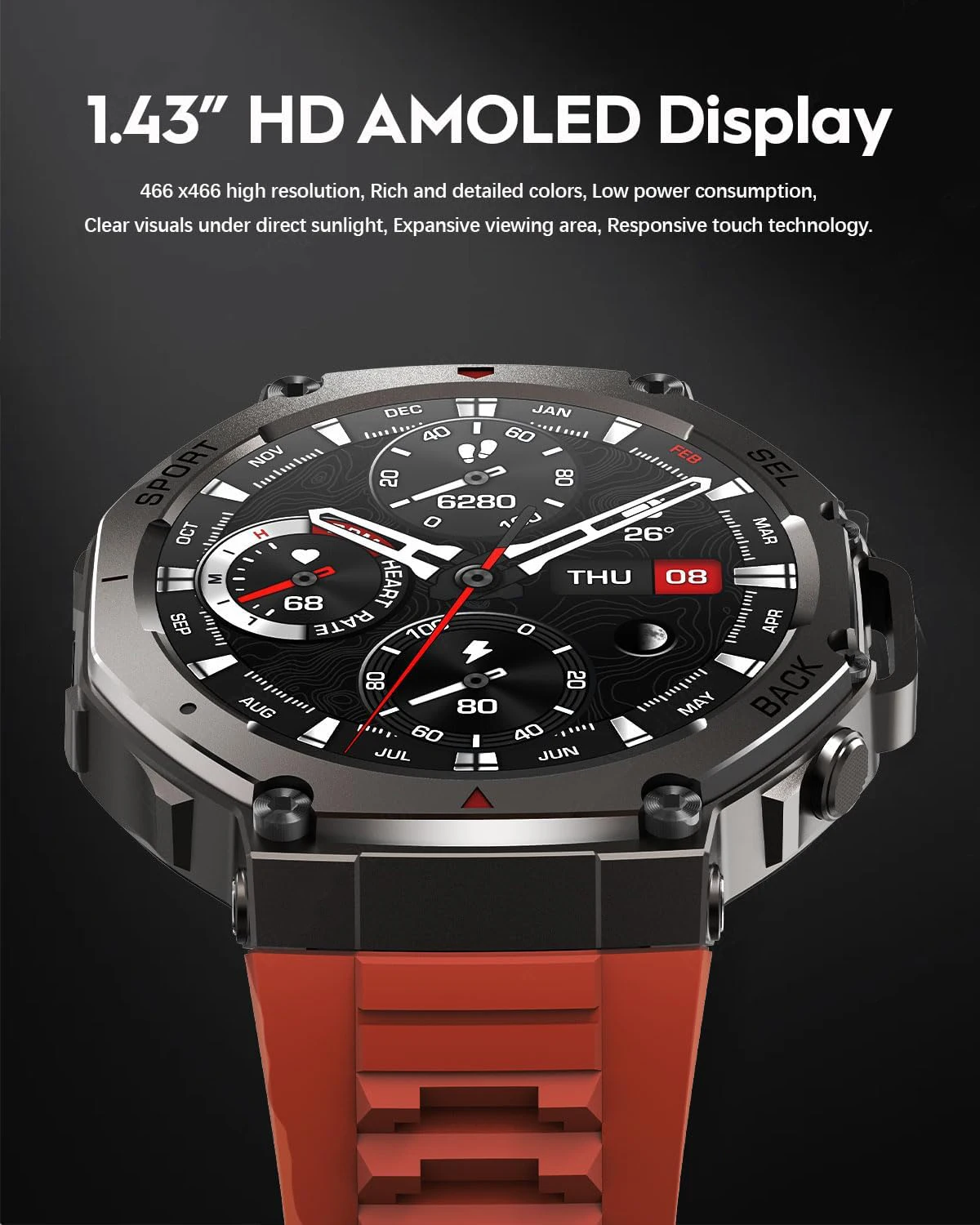 T-Rex 3 Original Military GPS Men Smartwatch 10ATM Waterproof AMOLED Screen Dual-band GNSS 170+ Sports Outdoor HD Call Watches