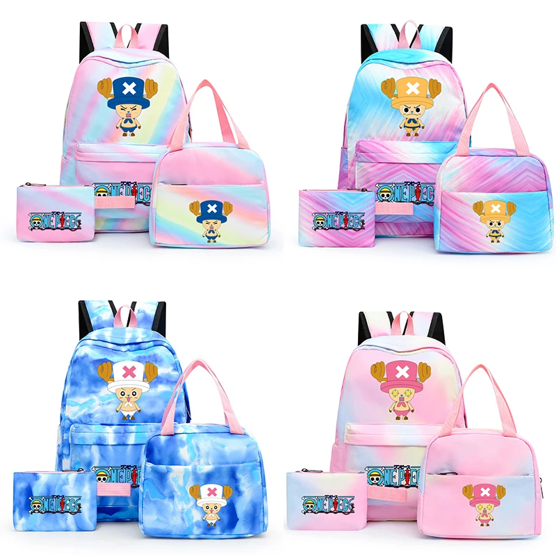 

3Pcs/set Anime One Piece School Backpack For Children Girl Backpack Back To School Bookbag Student Kawaii Lunch Bags Pencil Box