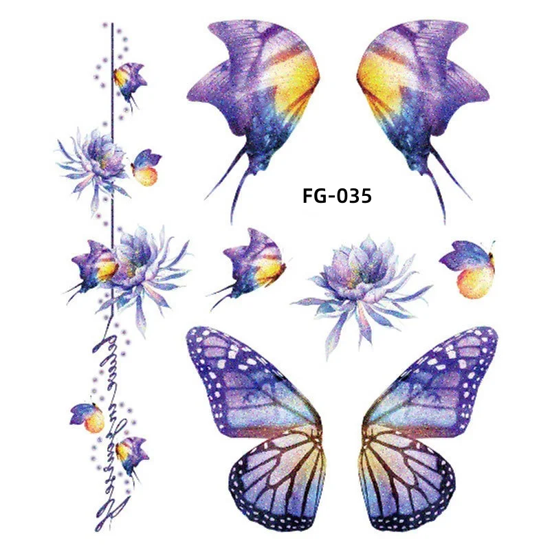 1Sheet Fairy Butterfly Wings Shiny Tattoo Sticker Waterproof Eyes Face Art Fake Tattoos for Women Makeup Dance Music Festival view 6