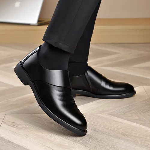 New Genuine Leather Men's Flat / 6CM Heightening Elevator Shoes Business Formal Leather Shoes Man British Casual Wedding Shoes - Image 5