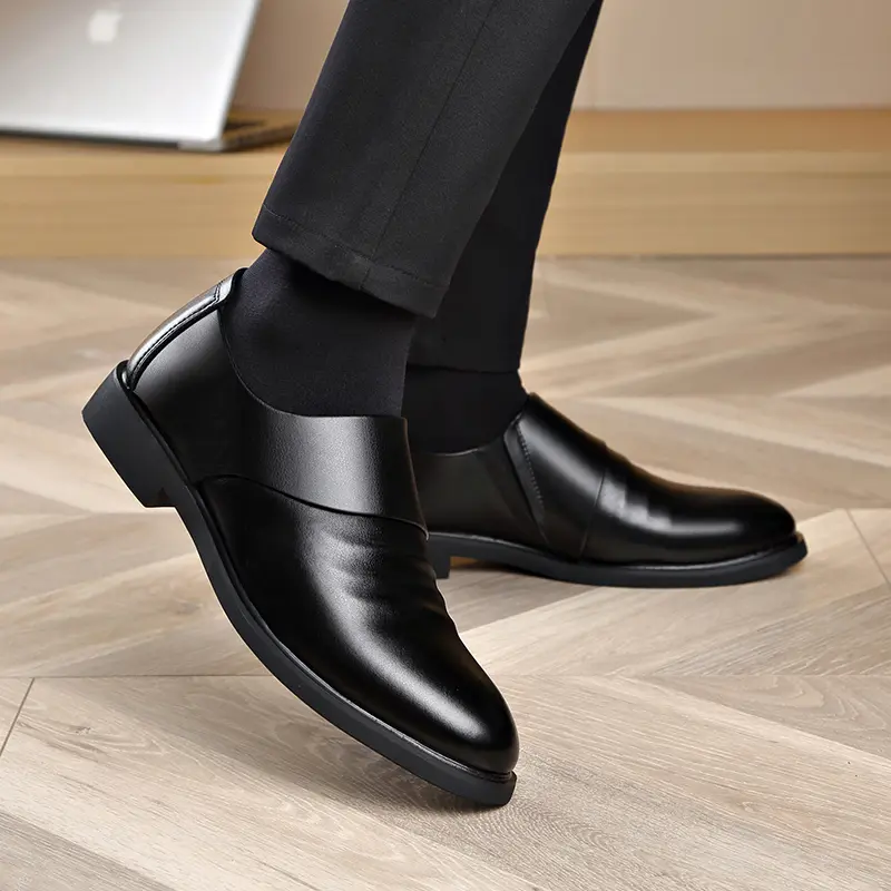 New Genuine Leather Men's Flat / 6CM Heightening Elevator Shoes Business Formal Leather Shoes Man British Casual Wedding Shoes - Image 5