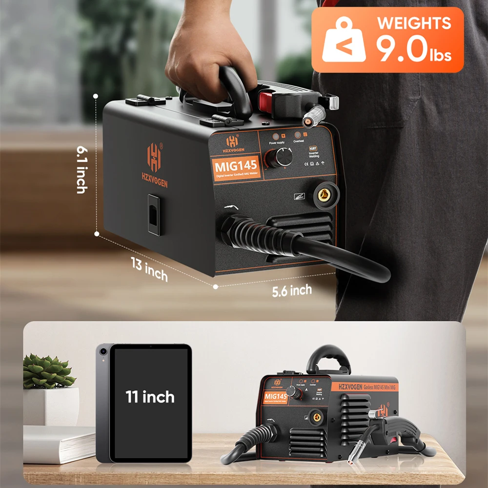 HZXVOGEN 145A MIG 溶接機ガスなし MIG145 デジタルインバーター溶接機