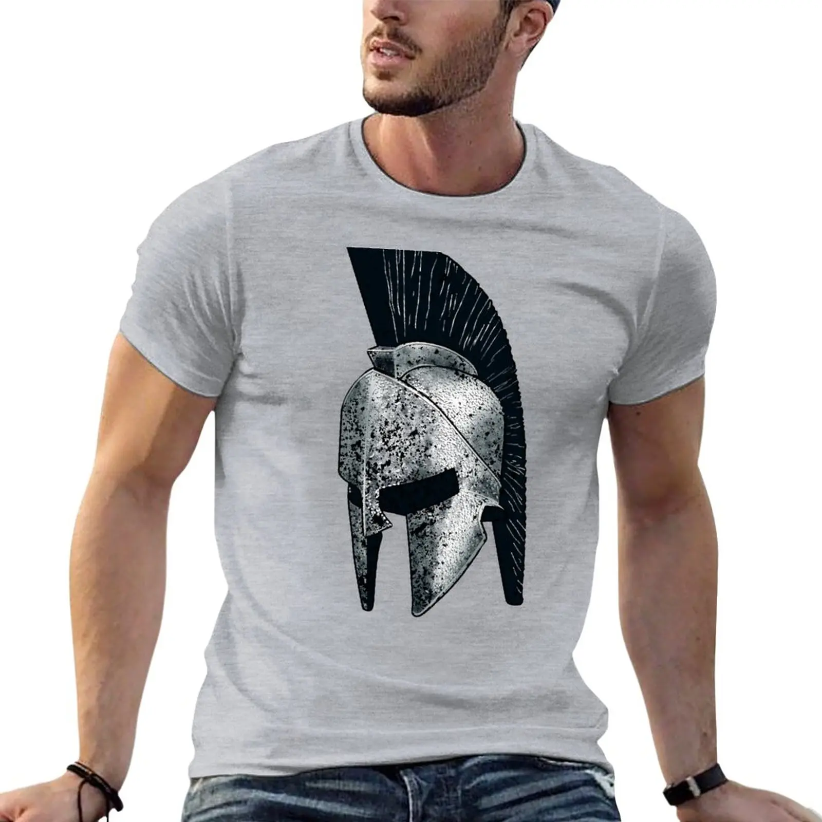 New Spartan Helmet T-Shirt Hippie Clothes T Shirt Man Man Clothes Magliette Divertenti Magliette Aderenti Per Uomo