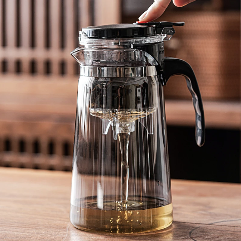 Portable Glass Teapots with One Button, Tea Separation Kettle, Household Tea Maker, High Temperature Resistance, Sets