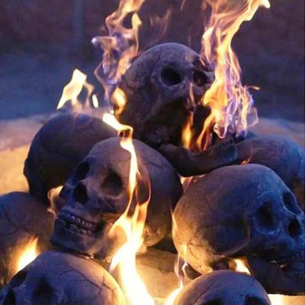 

Halloween Fireplace Skull Resin Skull Decoration Realistic Fireproof Halloween Skull Decorations for Bonfires for Themed