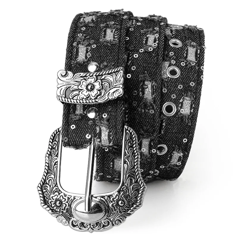 Damen-Gürtel im Retro-Casual-Trend mit Strass-Schnalle, Street-Ripped-Denim-Stil, Punk-Rock, vielseitiges Modeaccessoire, für Männer und Frauen – Detail 9