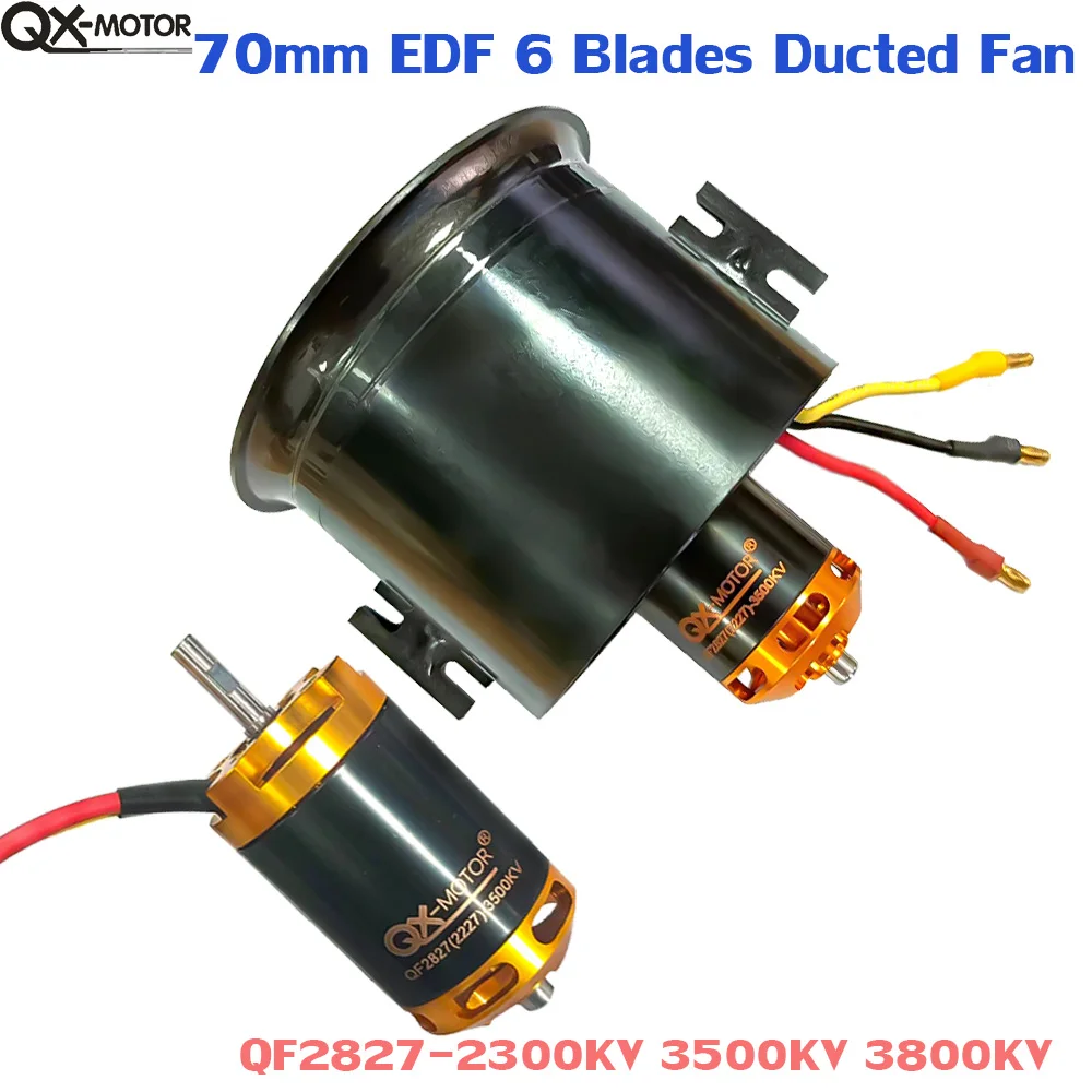 

QX-Motor 70MM EDF Ducted 6 Blades Fan QF2827 2300KV 3500KV 3800KV Brushless Motor For RC Airplane Drone Model Spare Parts