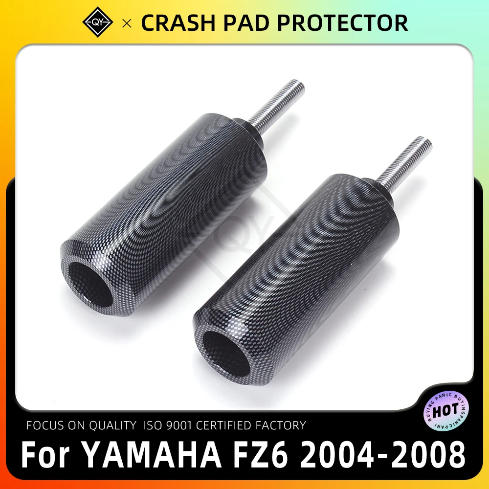 

PKQ Motorcycle Black Carbon No Cut Frame Sliders Crash Falling Protection For Yamaha FZ6 FZ600 2004-2008 2005 2006 2007 2008