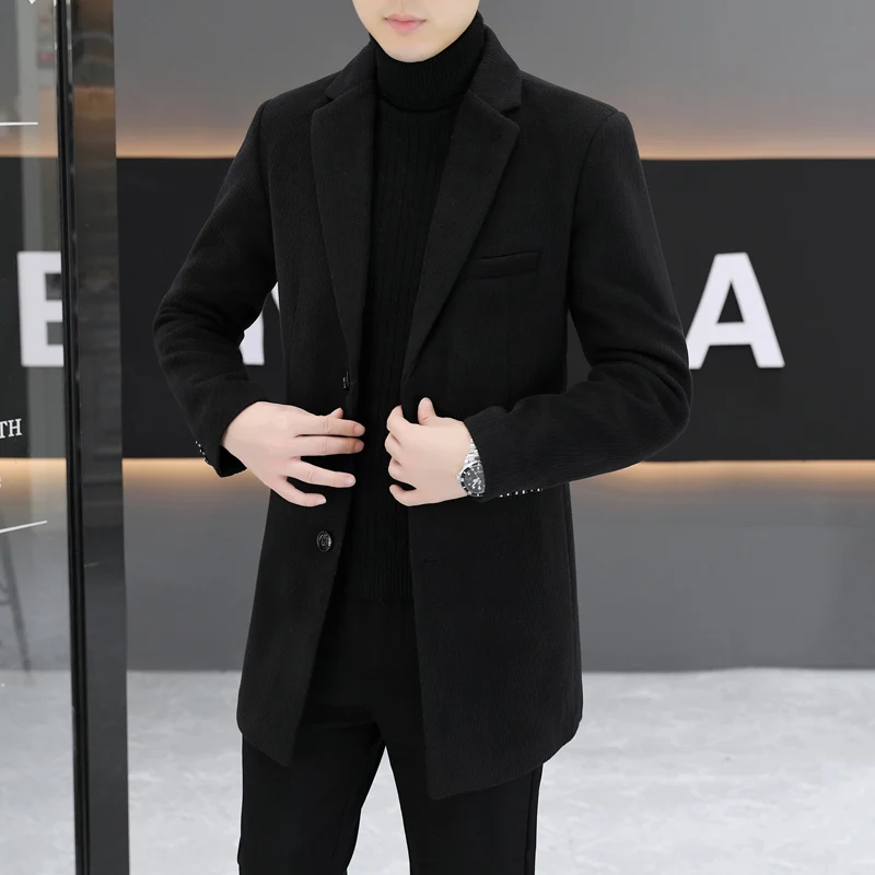 

The New Products Mainly Promote The Fall and Winter New Men's Woolen Coat in The Long Slim Wool Handsome High-grade Trench Coat