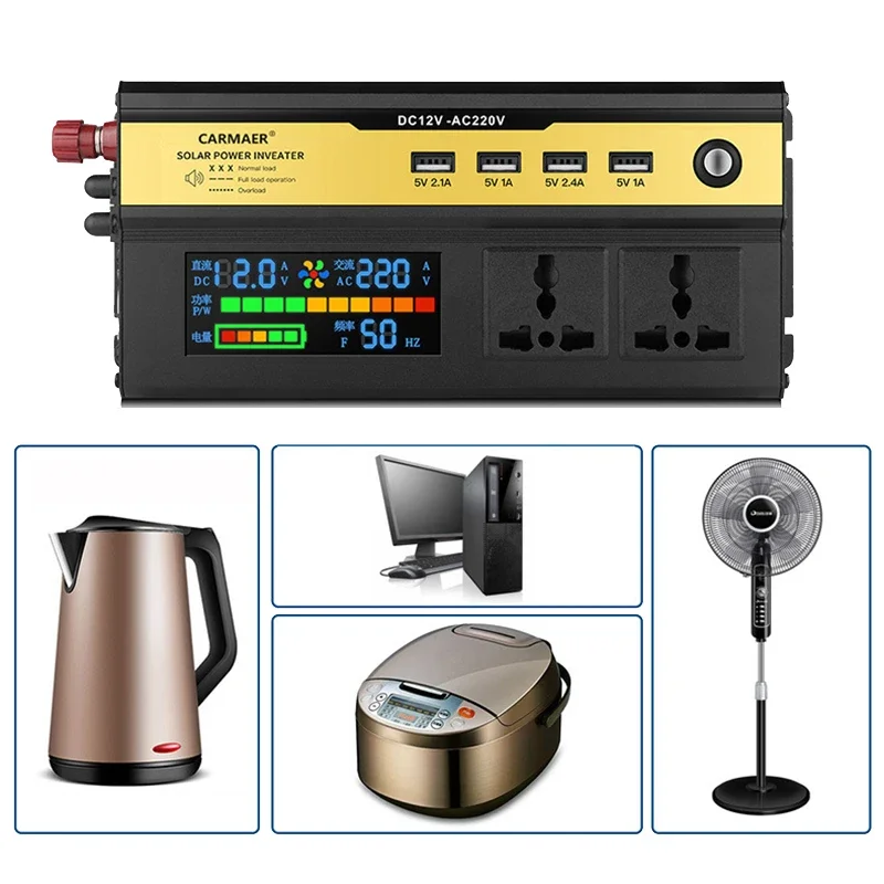 Car Power Inverter 3000W-6000W DC 12V 24V To AC 220V Transformer 4 USB Universal Socket Charger Modified Sine Wave Inverter car power inverter