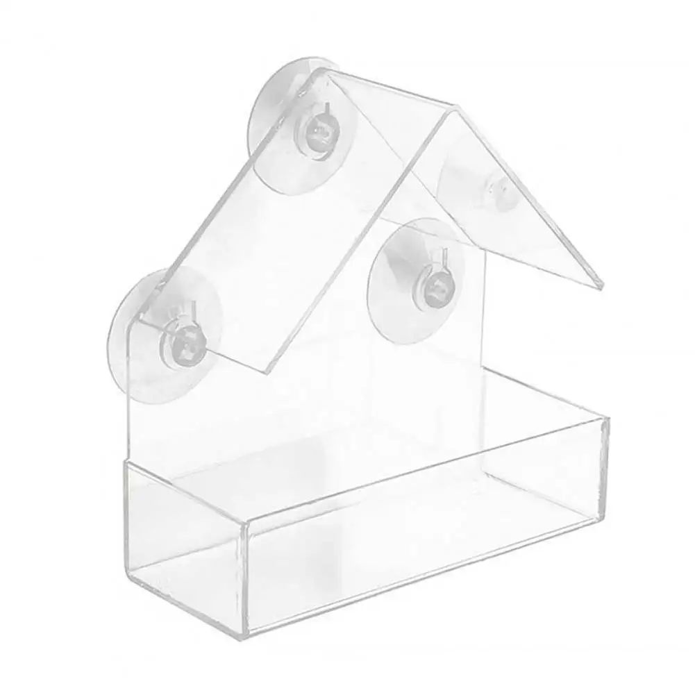 Suction Cup Bird Feeder crylic Transparent Window Bird Feeder Tray Hanging House Pet Cage Food Dispenser bird feeder