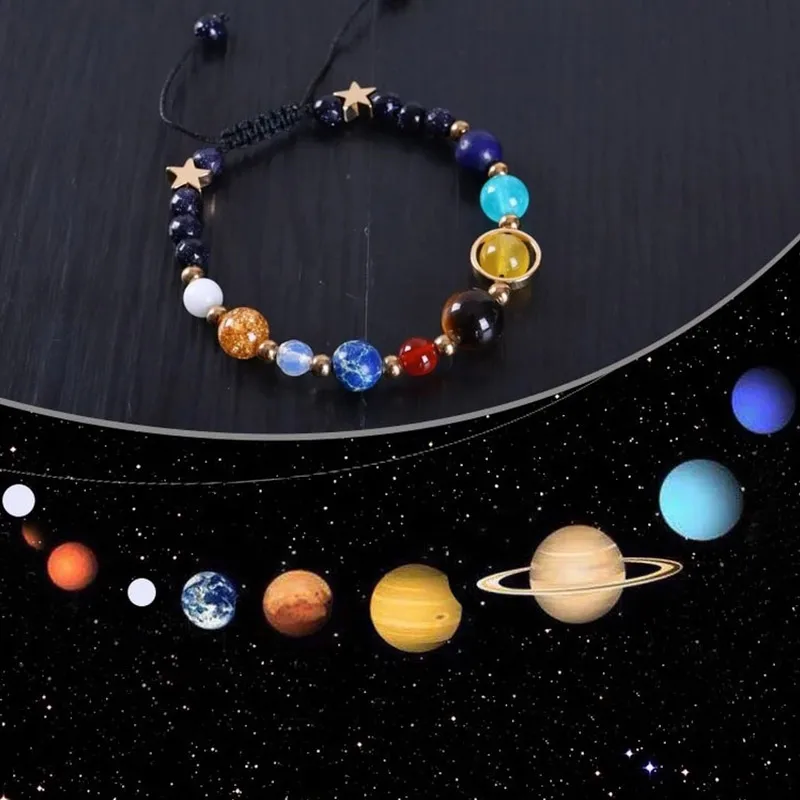 Galaxy Solar System Bracelet Men Universe Nine Planets Natural Stone Stars Earth Moon Bracelets Fashion Couple Jewelry stone bead bracelet natural stone bracelet beaded bracelet