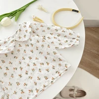 Spring And Autumn Newborn Baby Girls Baby Tee Cotton O-neck Floral Sweet Travel Solid Long-sleeved Korean Fashion Soft Casual 5