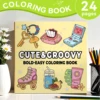 CUTE & GROOVY Bold-easy Coloring Book 24 pages for Adults Picture Book Cute Drawing Books Perfect Gift for Party and Birthday ﻿ 1
