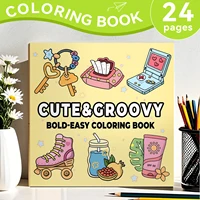 CUTE & GROOVY Bold-easy Coloring Book 24 pages for Adults Picture Book Cute Drawing Books Perfect Gift for Party and Birthday ﻿ 1