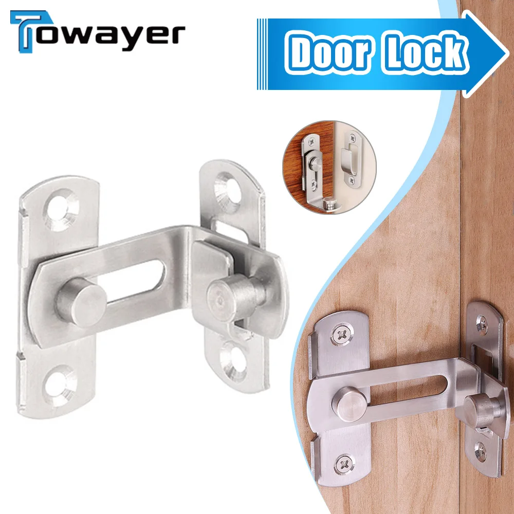 Door Lock 90 Degree Barn Bolt Cast Stainless Steel Hook Latch Window Cabinet Locks with Screws Right Angle Sliding Gate Lock