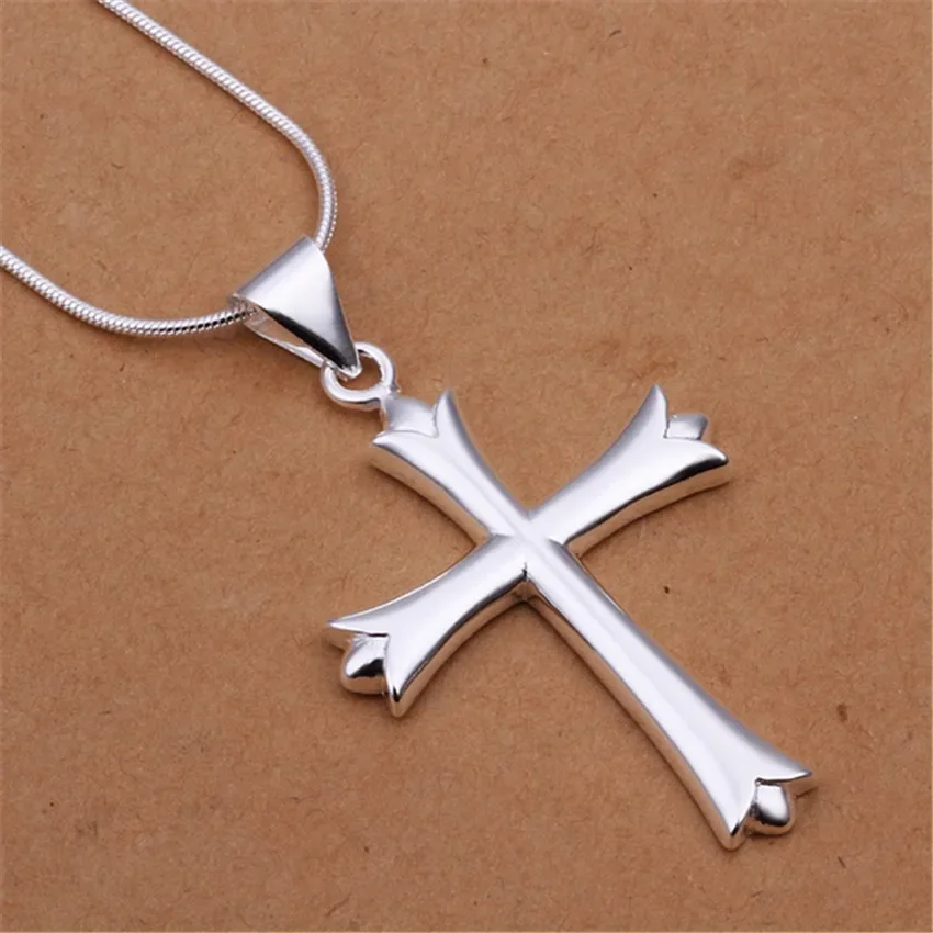 

Wholesale 925 Silver Necklace CUTE Wedding Party Women Lady Charms Chain Simple Fashion Cross Necklac