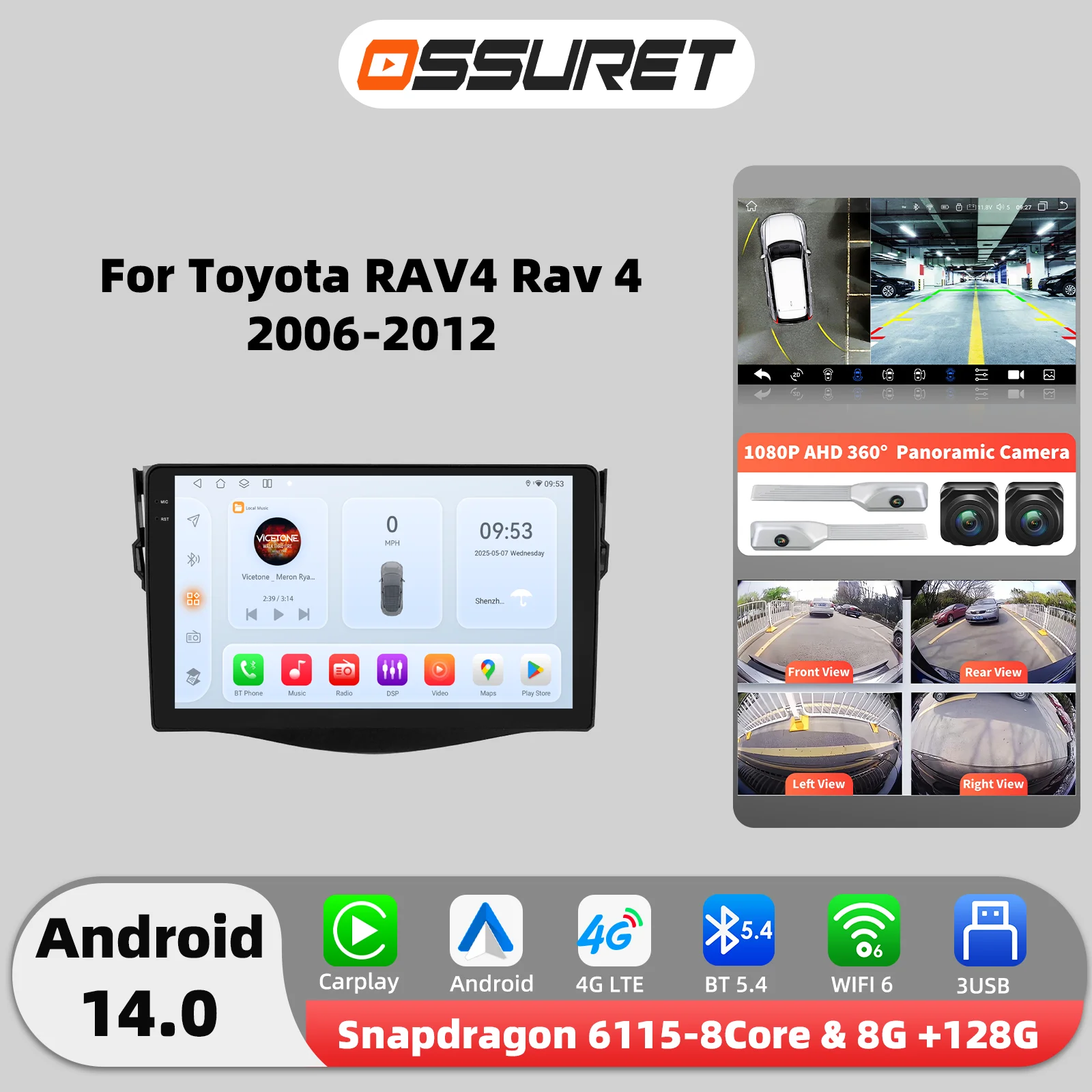 4G Octa Core Android Autoradio for Toyota RAV4 Rav multimedia player Car radio GPS Stereo Auto Carplay 6115 HeadUnit