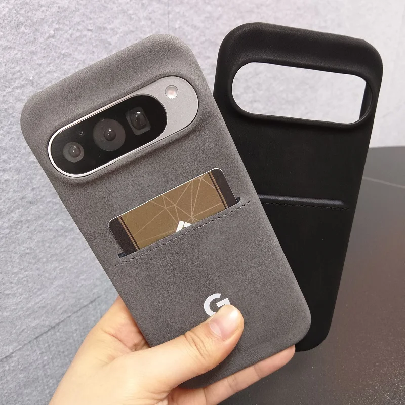 Leather Sheepskin Card Holder Phone Case - Luxury Business Style Protective Back Cover
