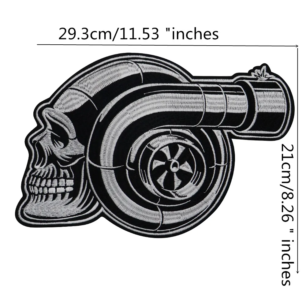 Toppa Termoadesiva Motociclista Patch Tessuto Teschio Live Ride Free Moto Grande