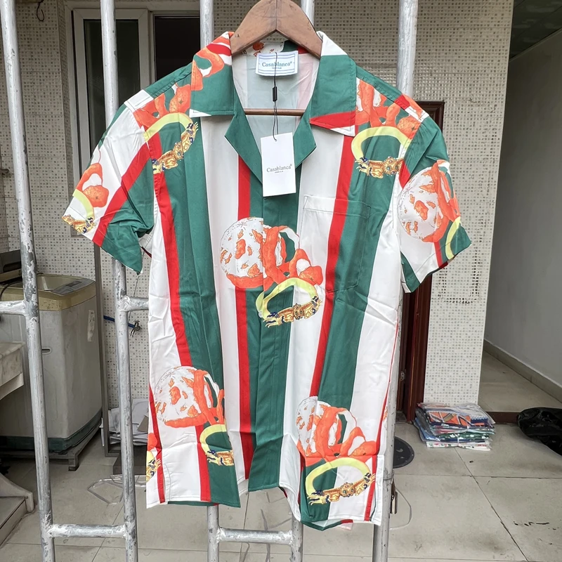 

Summer New 2023 Casablanca Mens Shirts Streetwear Fashion Short Sleeve Shirt Women Couple CASABLANCA Semi-sleeve Shirt