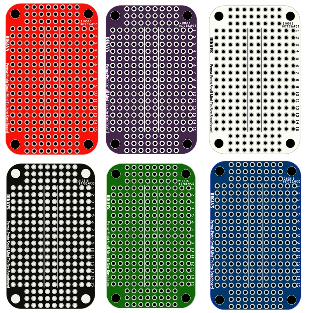 Prototype PCB Board Small Size PCB Prototype Board Solderable Breadboard for Arduino Electronics 6 Pack Multicolor
