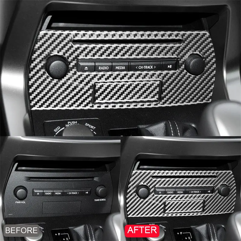 Carbon Fiber Car Central Control CD Panel Trim Stickers for Lexus NX 200 200t 300h 2014-2020 Decoration Auto Accessories