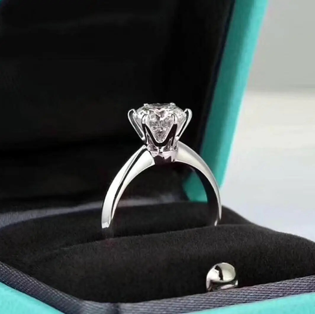 3ct 6 Prong V Style Classic Solitaire Diamond Ring 925 Silver 18K White Gold Moissanite Rings Engagement Wedding Fine Jewelry 2