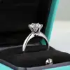 3ct 6 Prong V Style Classic Solitaire Diamond Ring 925 Silver 18K White Gold Moissanite Rings Engagement Wedding Fine Jewelry 2