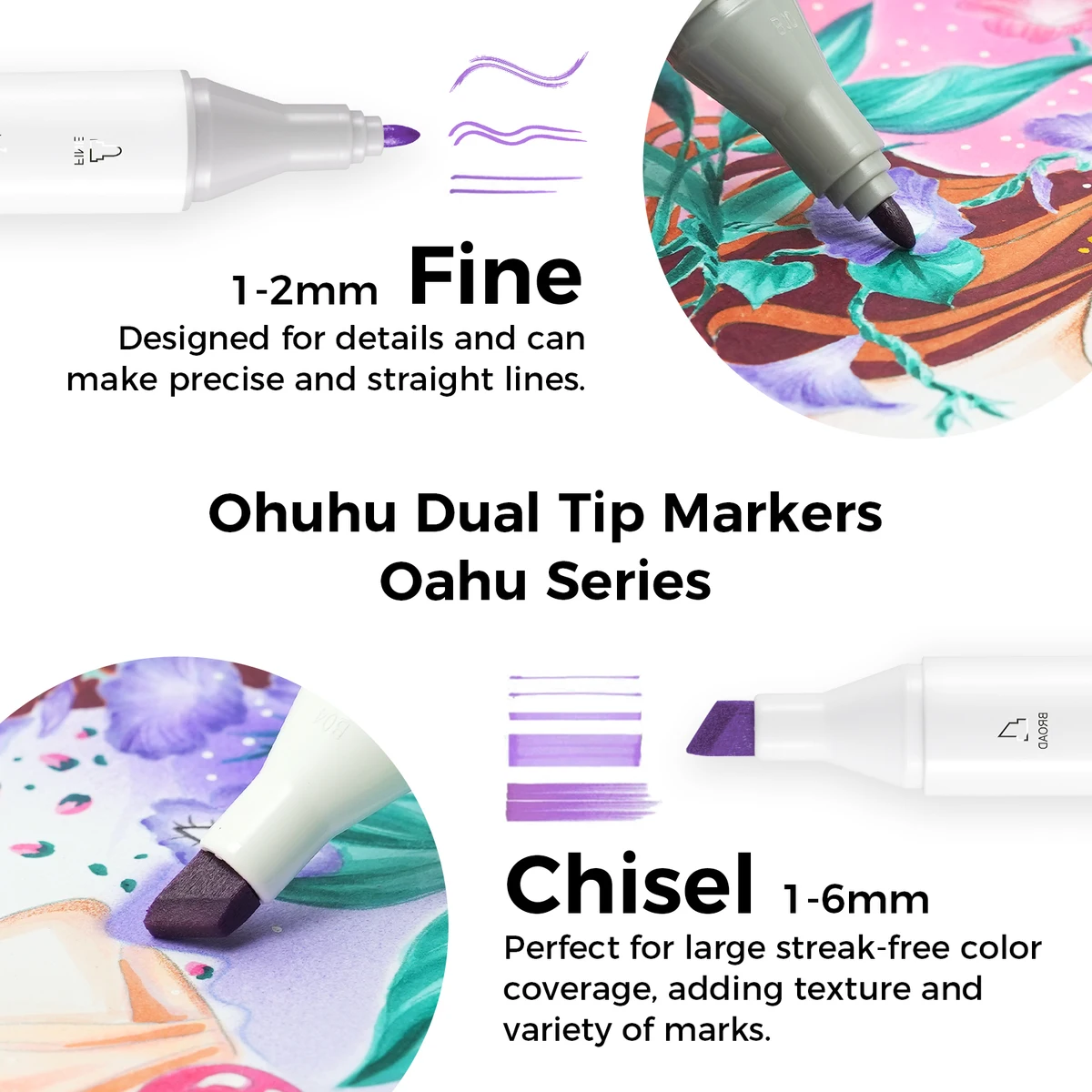 Ohuhu Oahu 320 Colors Marker Pen Set Alcohol Art Markers Dual Tips Felt Pen Sketching Drawing Graffiti Manga School Art Supplies — view 5