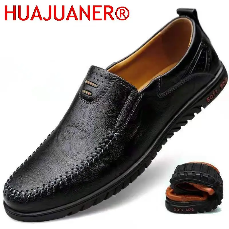 

Genuine Leather Men Shoes Luxury Brand 2023 Casual Slip on Formal Loafers Men Moccasins Italian Black Male Driving Shoes Men