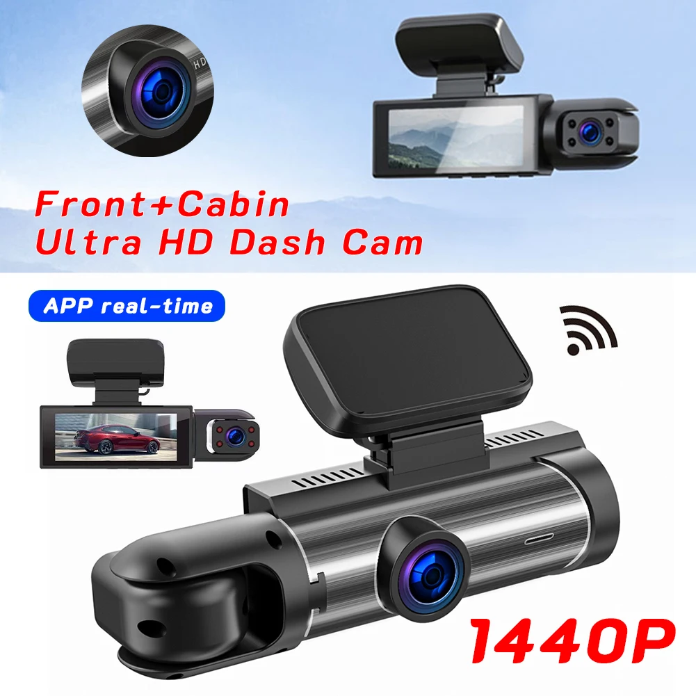 

Full HD Car Dash Camera 1440P 3.16-inch Driving Recorder Front Inside Cam With Night Vision Wide-angle G-sensor Car Accessories