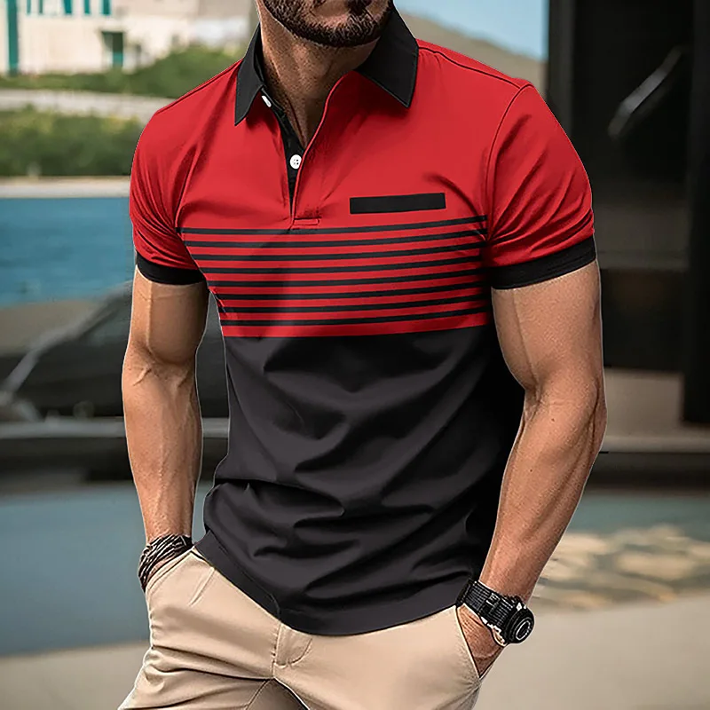 Summer Casual Short-Sleeved Men's Polo Shirt 3D Stripe Printed Breathable Tees Men Sport Top Plus Size Lapel Pullover Clothing 7 S3afa69d0da774ec4a722c10916b78588C