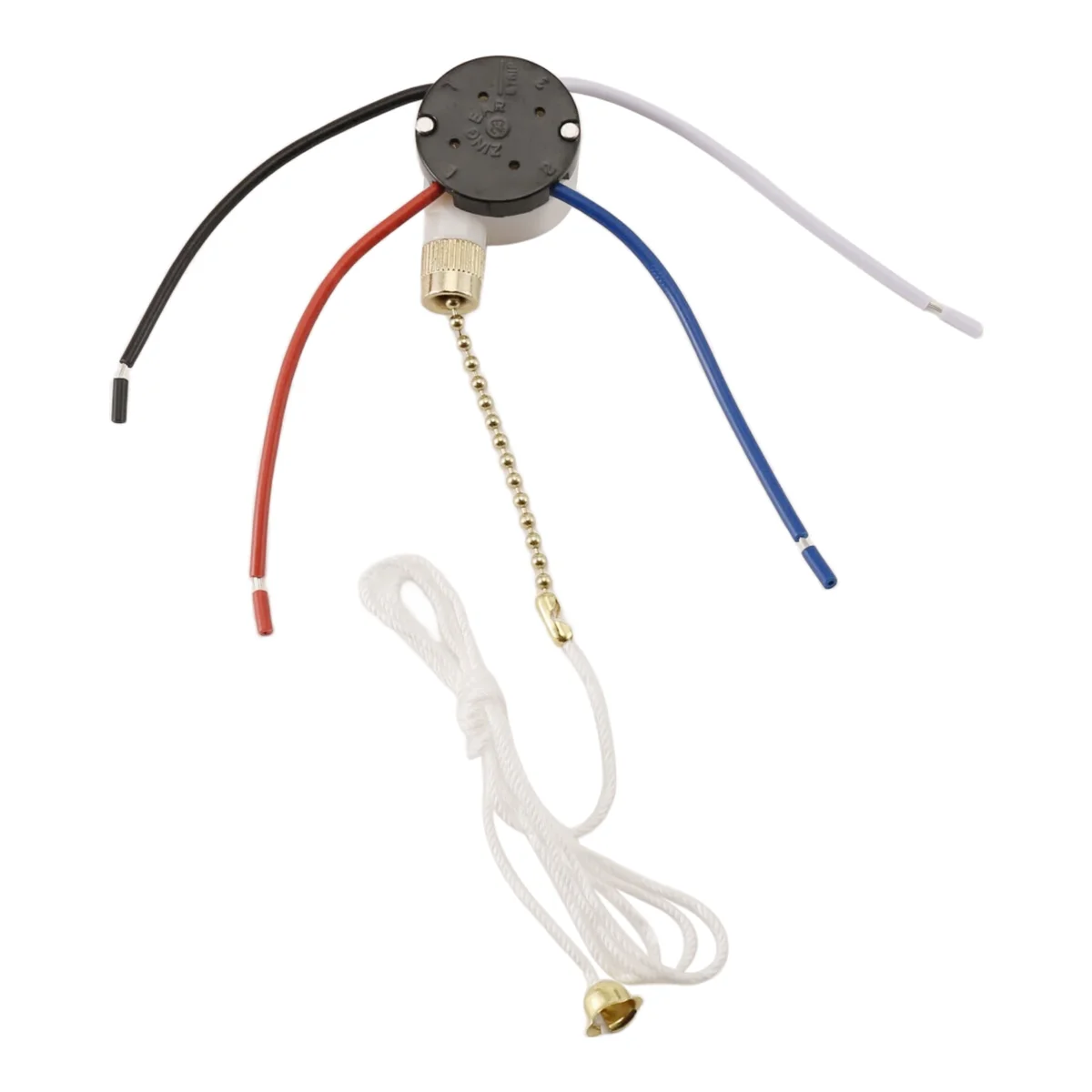 AAA87 Ceiling Fan Switch Kit 3 Speed 4 Wire, Fan Switch Zipper Speed Control Switch, ZE-208S Pull Wire with Rope Gold