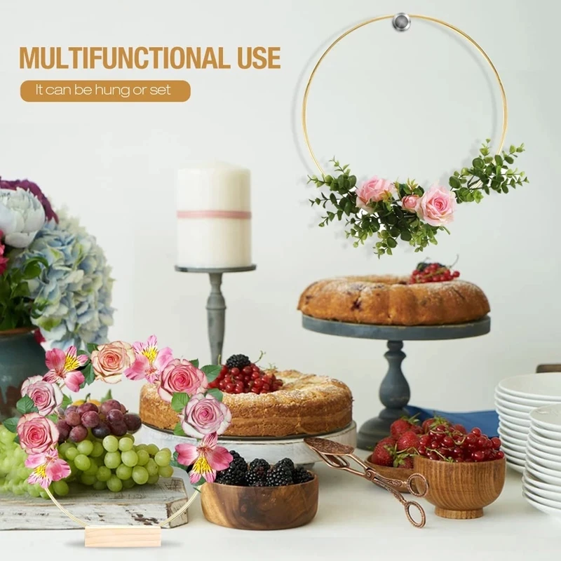 10Pcs Metal Floral Hoop Rings DIY Macrame Hanging Crafts Wedding Table Centerpieces Decoration Christmas Flower Wreath Garland